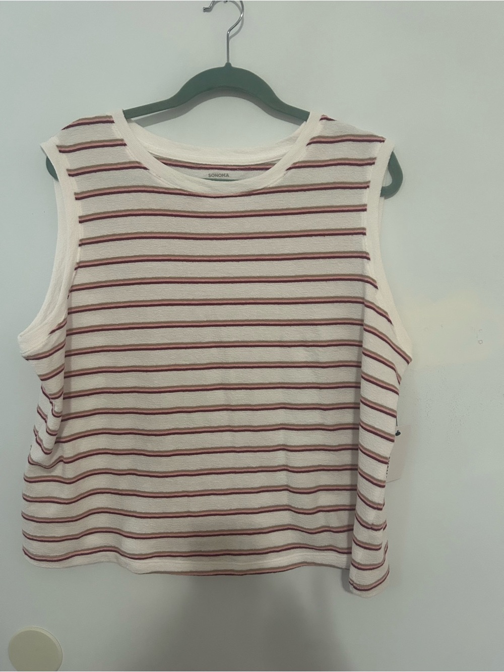 Sonoma Cream Tank with Burgundy Stripe Detail